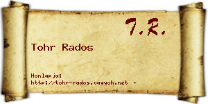 Tohr Rados névjegykártya